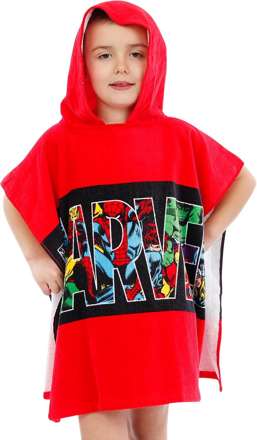 Marvel Avengers Hooded Towel Poncho for Kids One Size Red