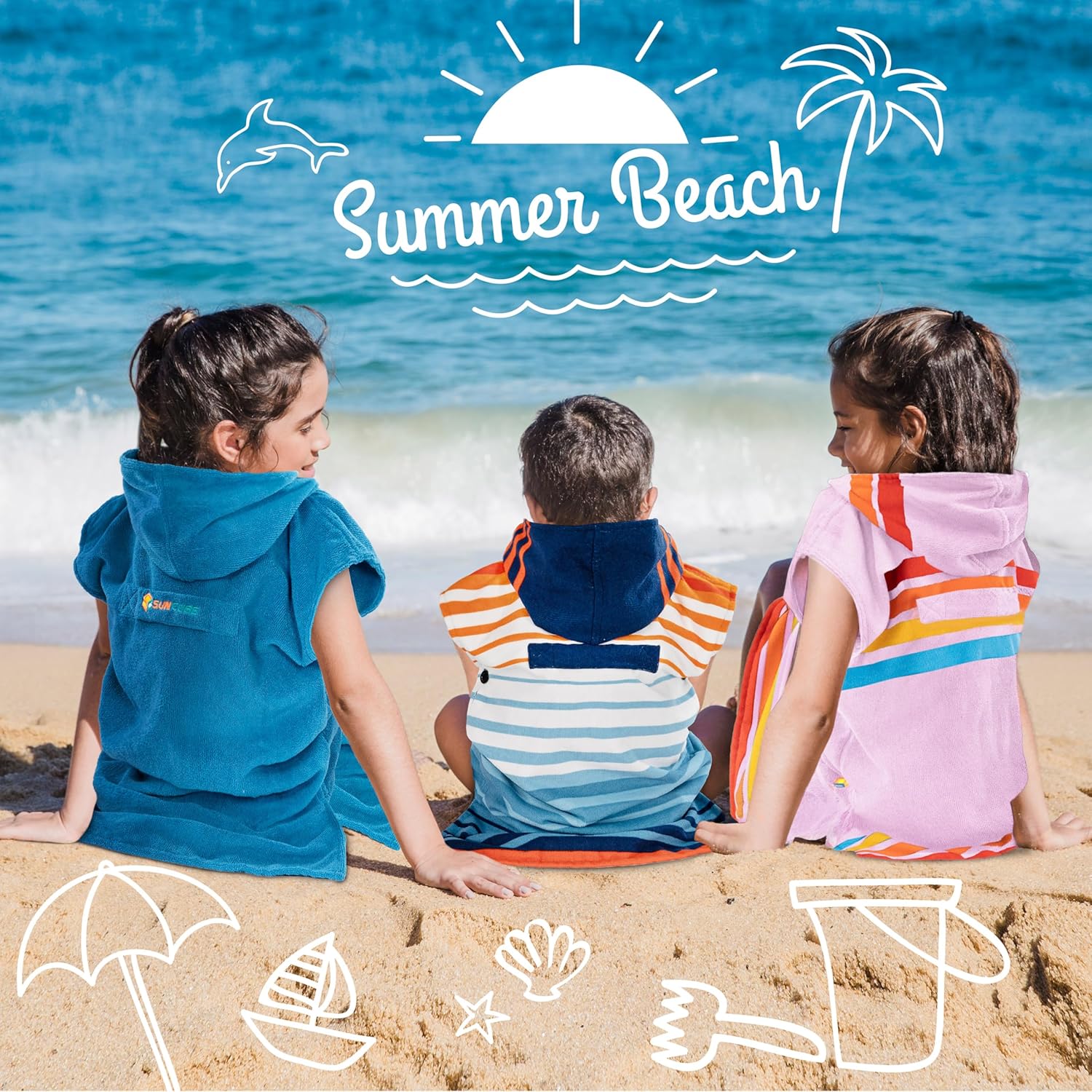 SUN CUBE Kids Hooded Surf Poncho Towel