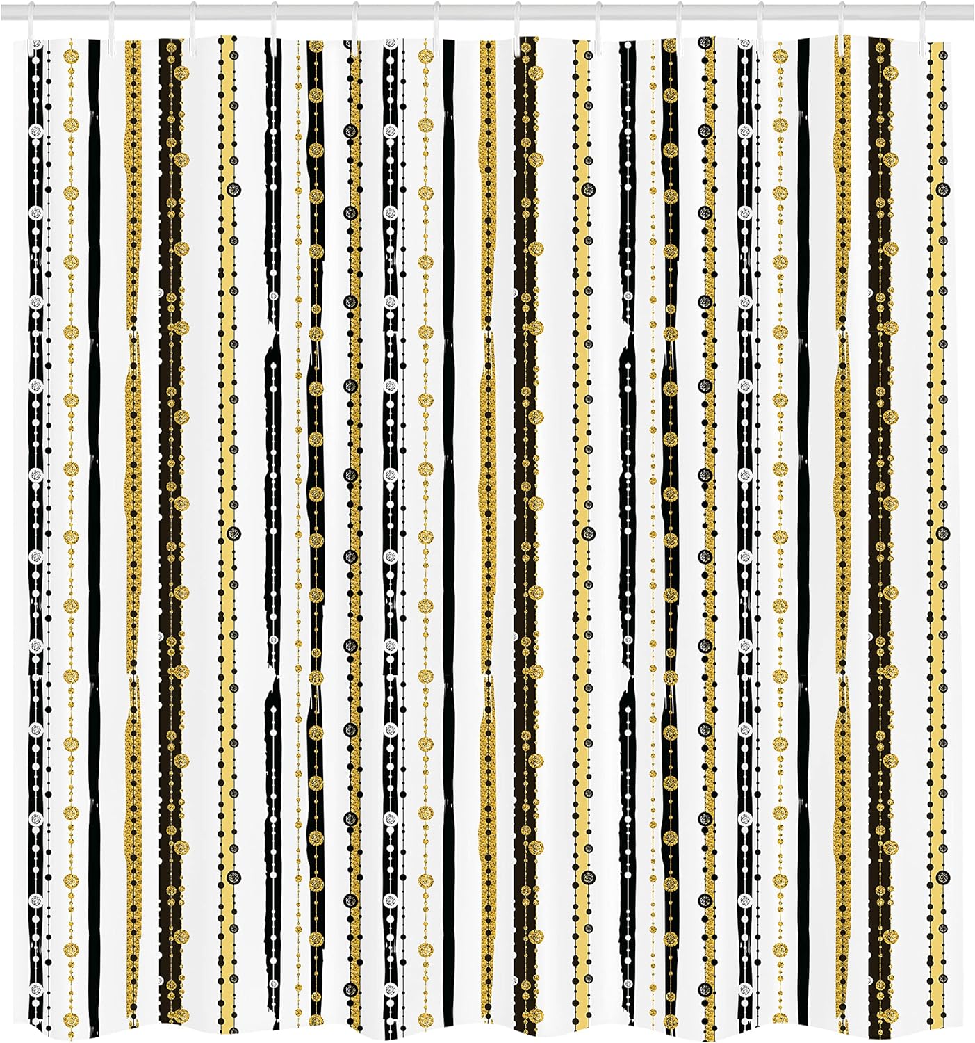 Ambesonne Striped Shower Curtain with Hooks 69 x 75 Black Yellow Design