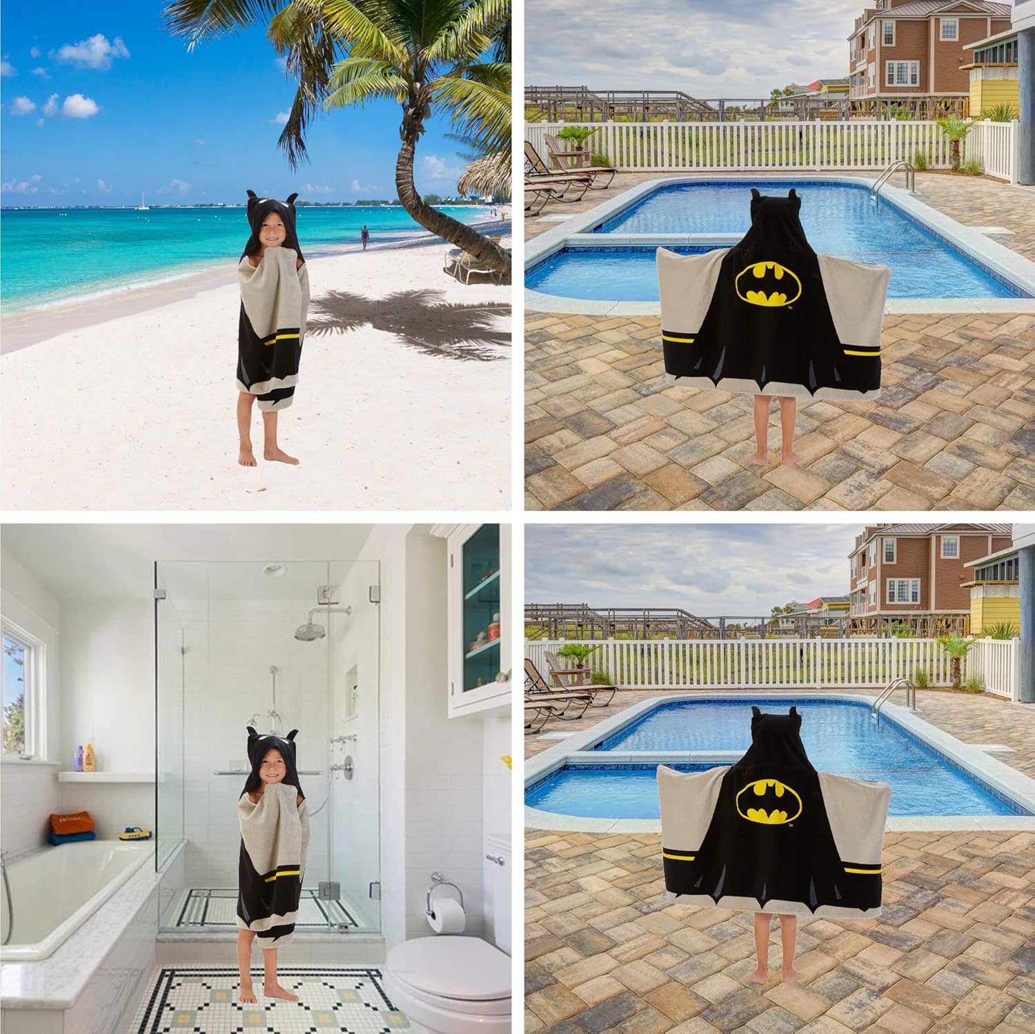 Batman Kids Bath Pool Beach Hooded Towel Wrap 24 x 50