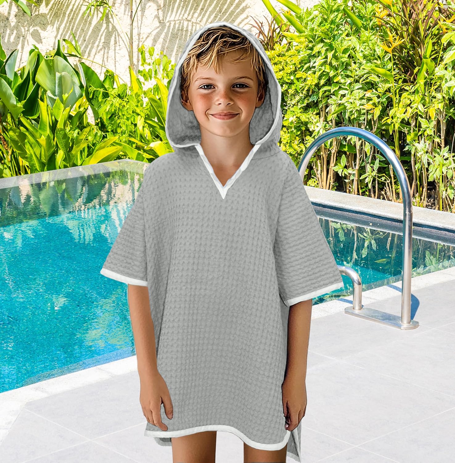 Original Kids Hooded Towel Poncho - Grey