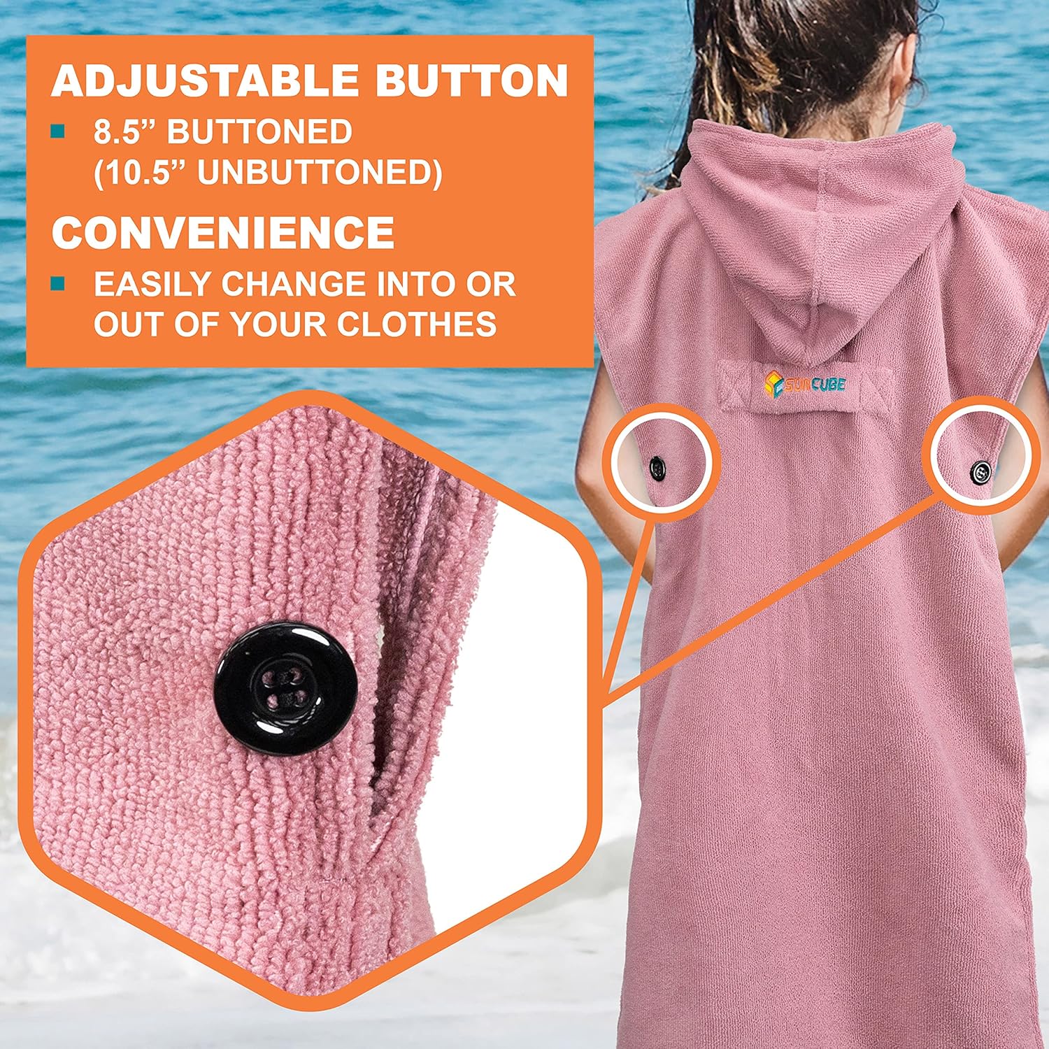 SUN CUBE Kids Hooded Microfiber Swim Towel