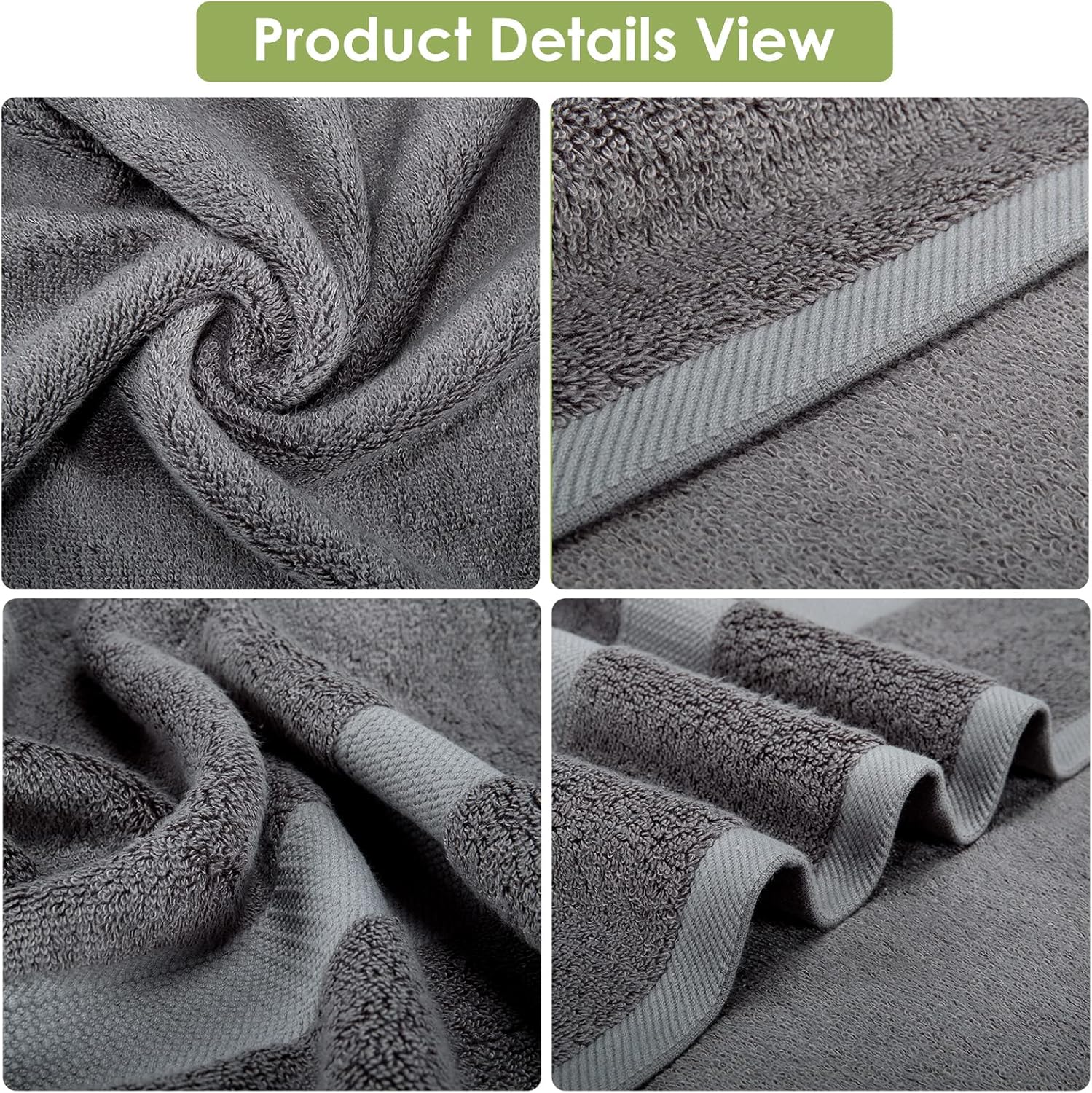 CANFOISON Extra Large Bath Towel - Dark Grey 35 x 70