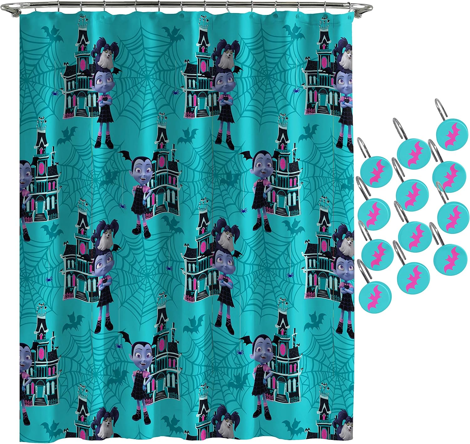 Disney Vampirina Shower Curtain and Hook Set for Kids