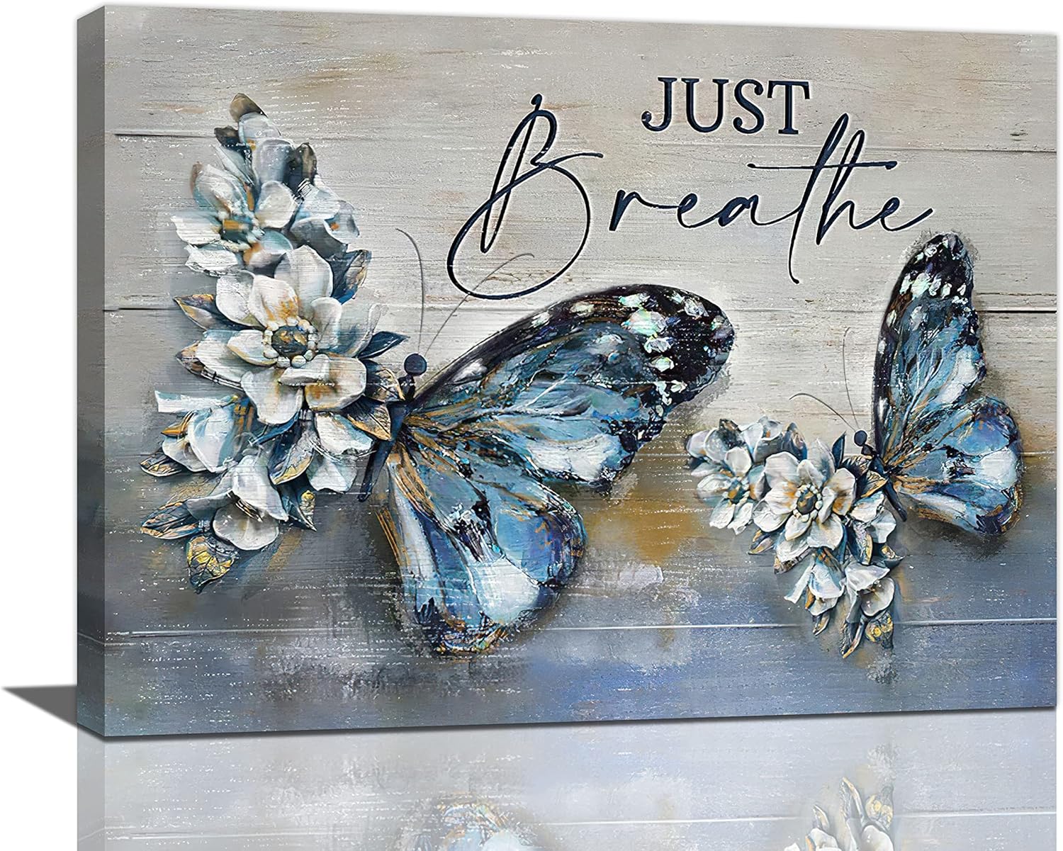 Farmhouse Blue Butterfly Wall Art Canvas Print