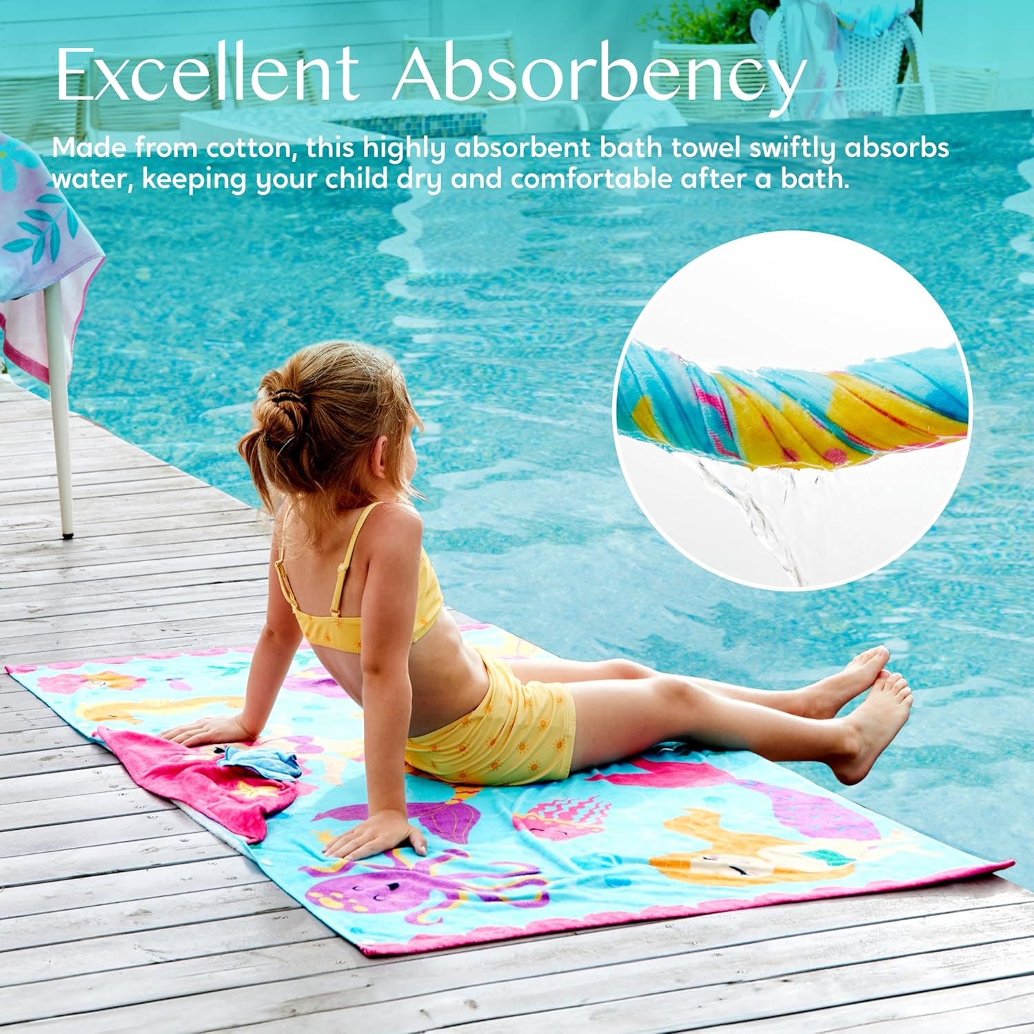 Joiedomi Mermaid Hooded Towel for Kids 30x50 Inch