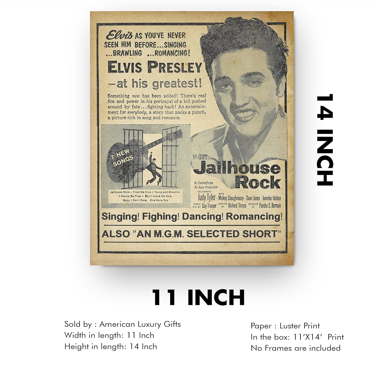 Jailhouse Rock Retro Classic Music Wall Art Print 11x14
