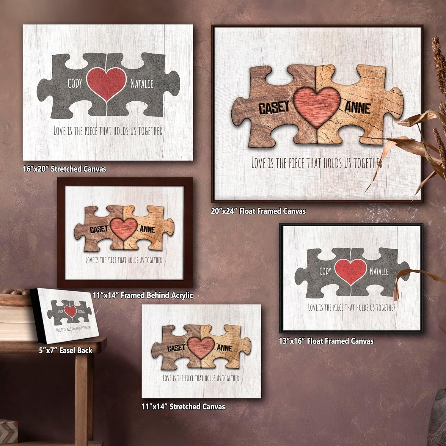 Personal-Prints Love Puzzle Customized Romantic Canvas Art Gift