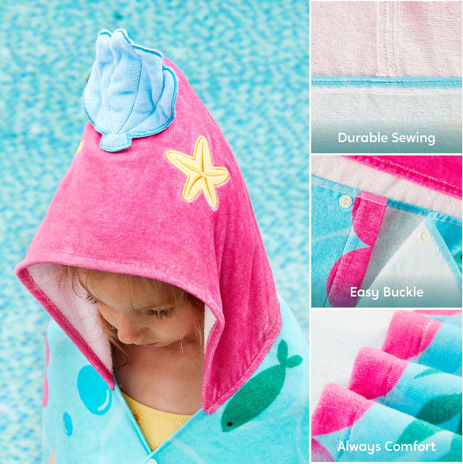 Joiedomi Mermaid Hooded Towel for Kids 30x50 Inch